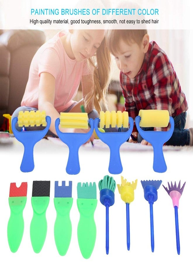 Agatige 12pcs Kids Painting Brushes, Sponge Paint Roller Brush Portable Toy Drawing Set Painting Tools for Toddlers Kids Early Learning Play Foam Roller Sponge Arts Crafts Gift - Image 2